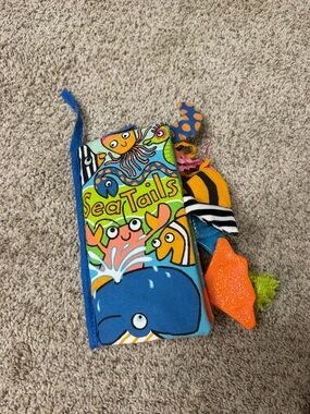 Jellycat SeaTails Soft Activity Book - Blue, Orange, Green, Yellow